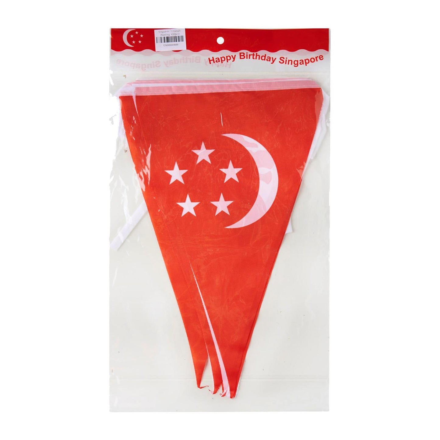 Singapore Triangle Flag Bunting (Red/White)