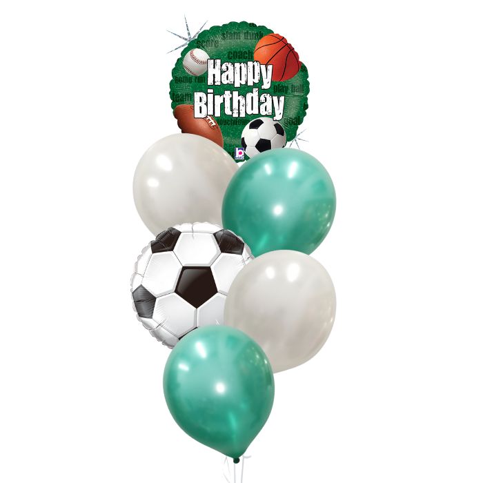 Soccer Sports Birthday Theme Helium Balloon Bouquet