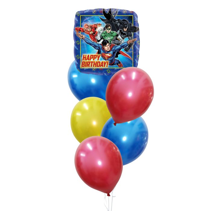 JL Superman Birthday  Latex Theme Helium Balloon Bouquet