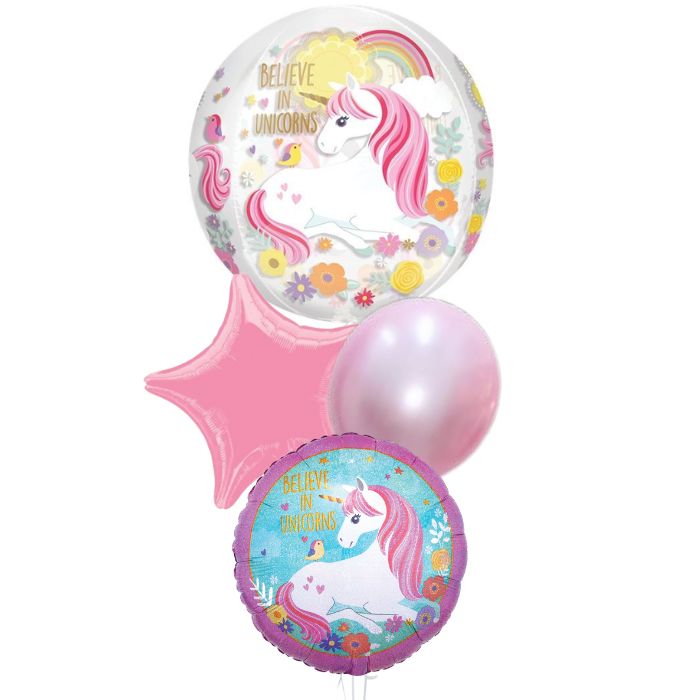 Believe in Unicorns Theme Helium Balloon Bouquet – cgsparty