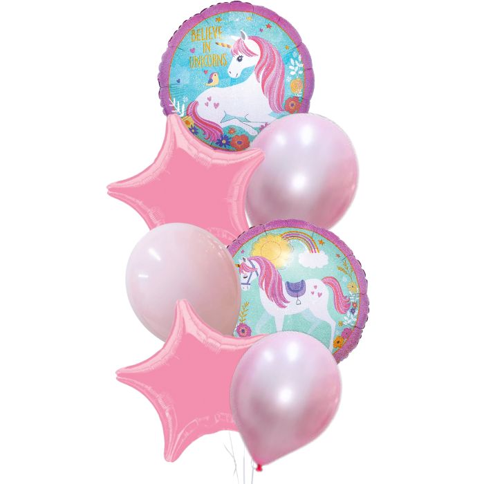 Believe in Unicorns Theme Helium Balloon Bouquet