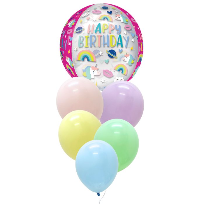 Birthday Unicorns Pastel Theme Helium Balloon Bouquet – cgsparty