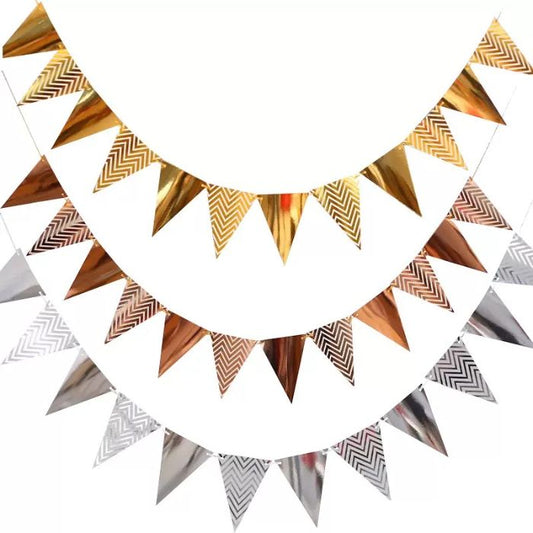 Shiny Hotstamp Wave Triangle Bunting Banner JQ80246