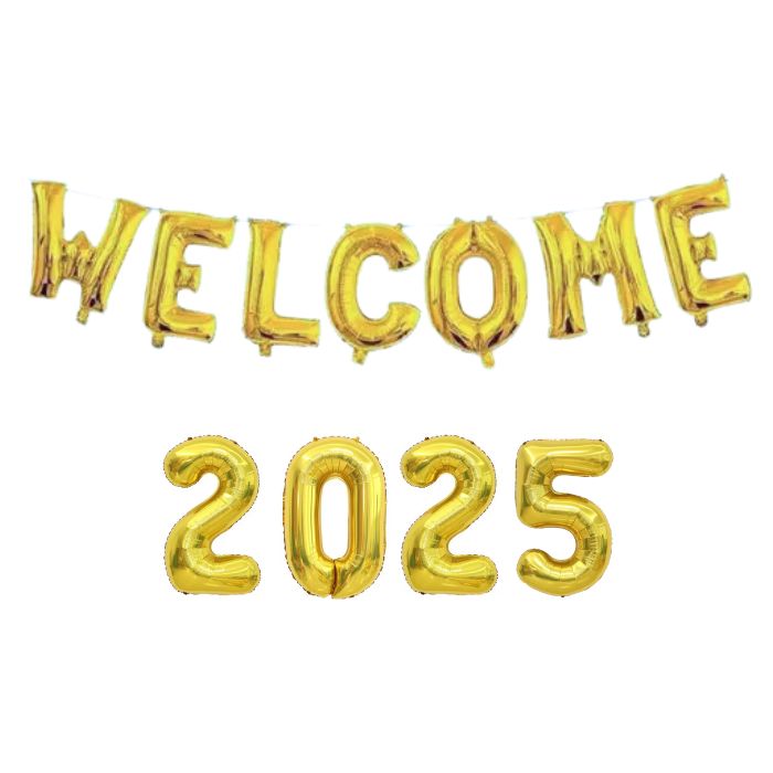 16inch Welcome 2025 Foil Balloon Set (Gold)