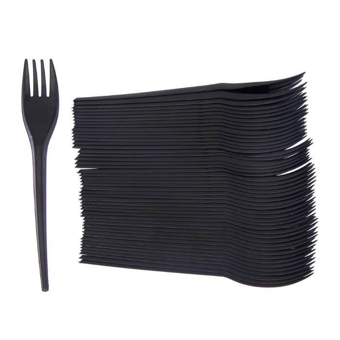 Black Plastic Utensils (50pc)